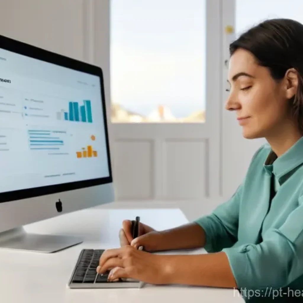 의료기록 탈중앙화의 사회적 영향 - **Prompt:** "A Portuguese individual, around 30-40 years old, sitting comfortably at a modern, minim...