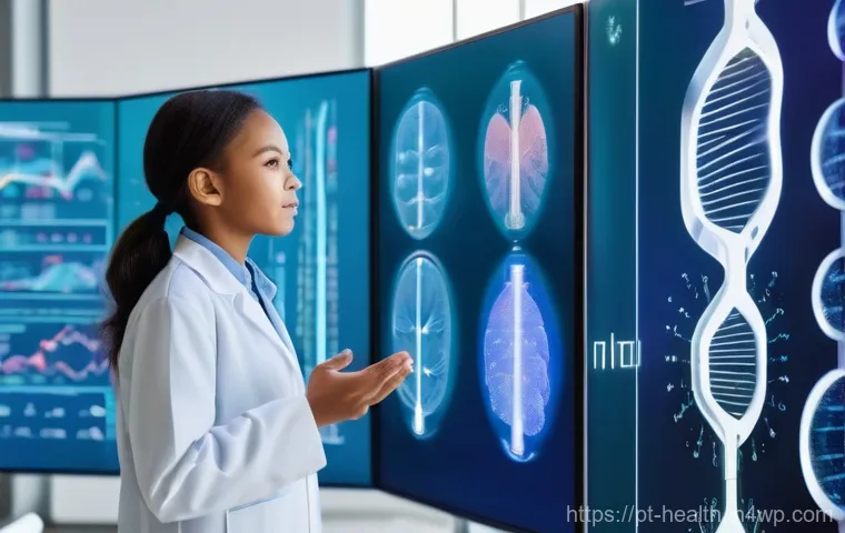 의료기록 데이터 공유와 개인정보 보호 - **Prompt:** An abstract, futuristic visualization of secure data protection. Imagine a network of in...