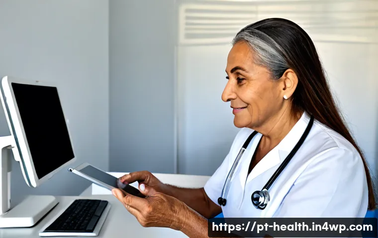 Home 17 탈중앙화 의료기록의 접근성과 효율성 - Photorealistic Brazilian healthcare scene, an older Portuguese-speaking patient in a bright São Paul...